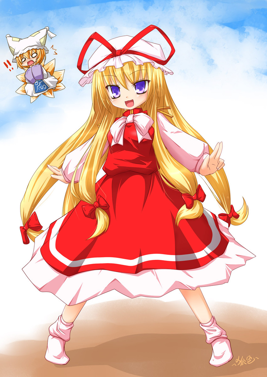 yakumo yukari, yakumo ran, and chen (touhou) drawn by kazami_karasu