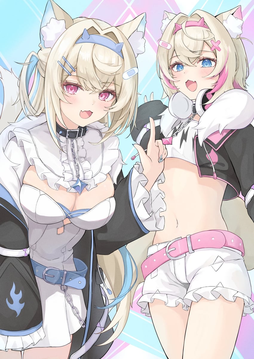 fuwawa abyssgard and mococo abyssgard (hololive and 1 more) drawn by paru_(parunprunpa)