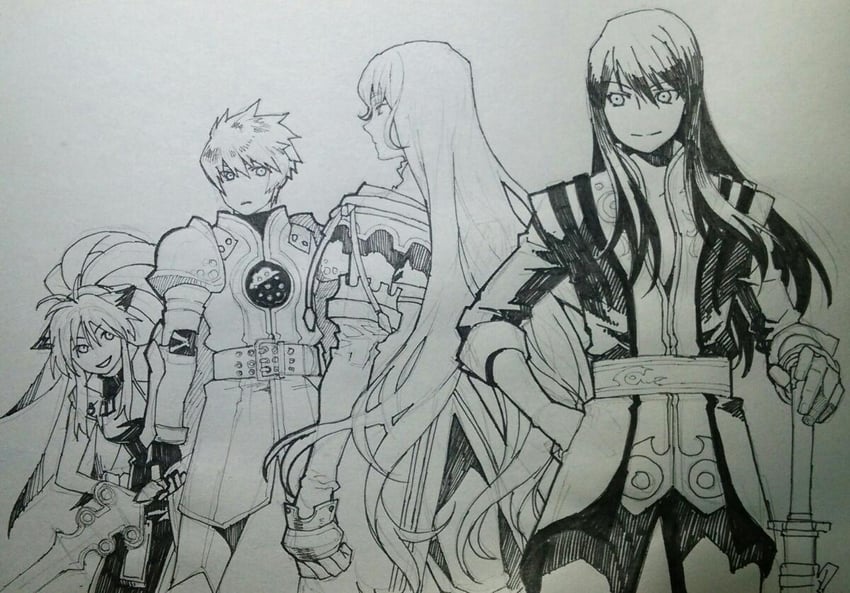 yuri lowell, flynn scifo, xiaomu, and duke pantarei (tales of and 2 more) drawn by indesign