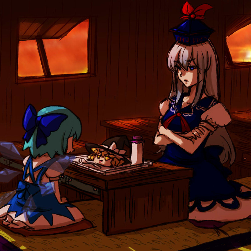 kirisame marisa, cirno, and kamishirasawa keine (touhou) drawn by kinako_(nurupoga)