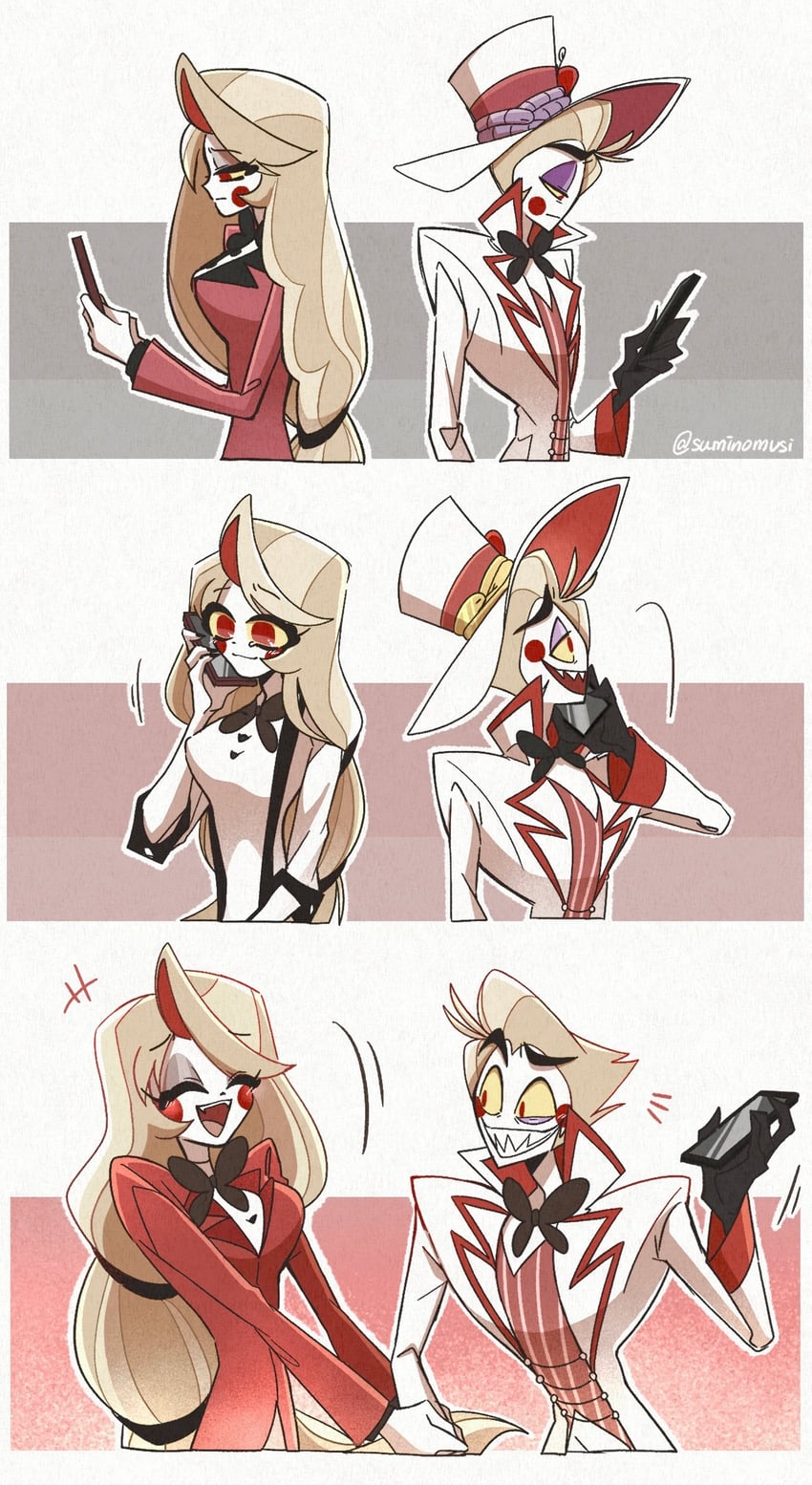 lucifer morningstar and charlie morningstar (hazbin hotel) drawn by hugy8277