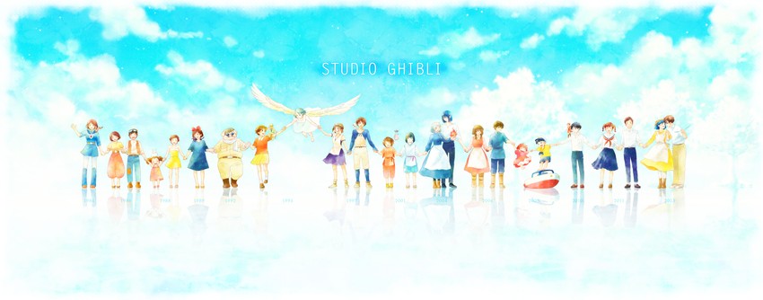 kiki, san, howl pendragon, jiji, ogino chihiro, and 21 more (studio ghibli and 15 more) drawn by maro_mayuge