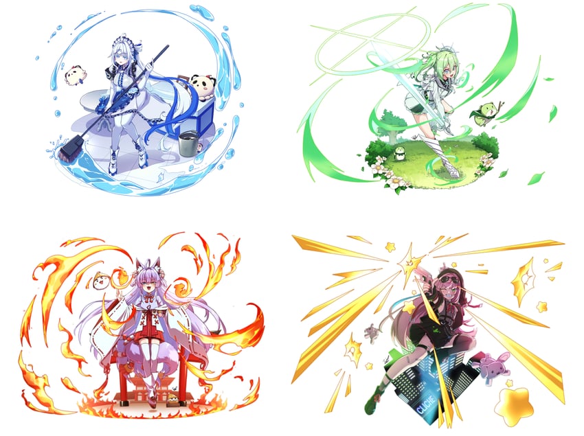 tenko shibuki, aokumo rin, yuzuha riko, hanako nana, chico, and 3 more (stellive) drawn by chanakim