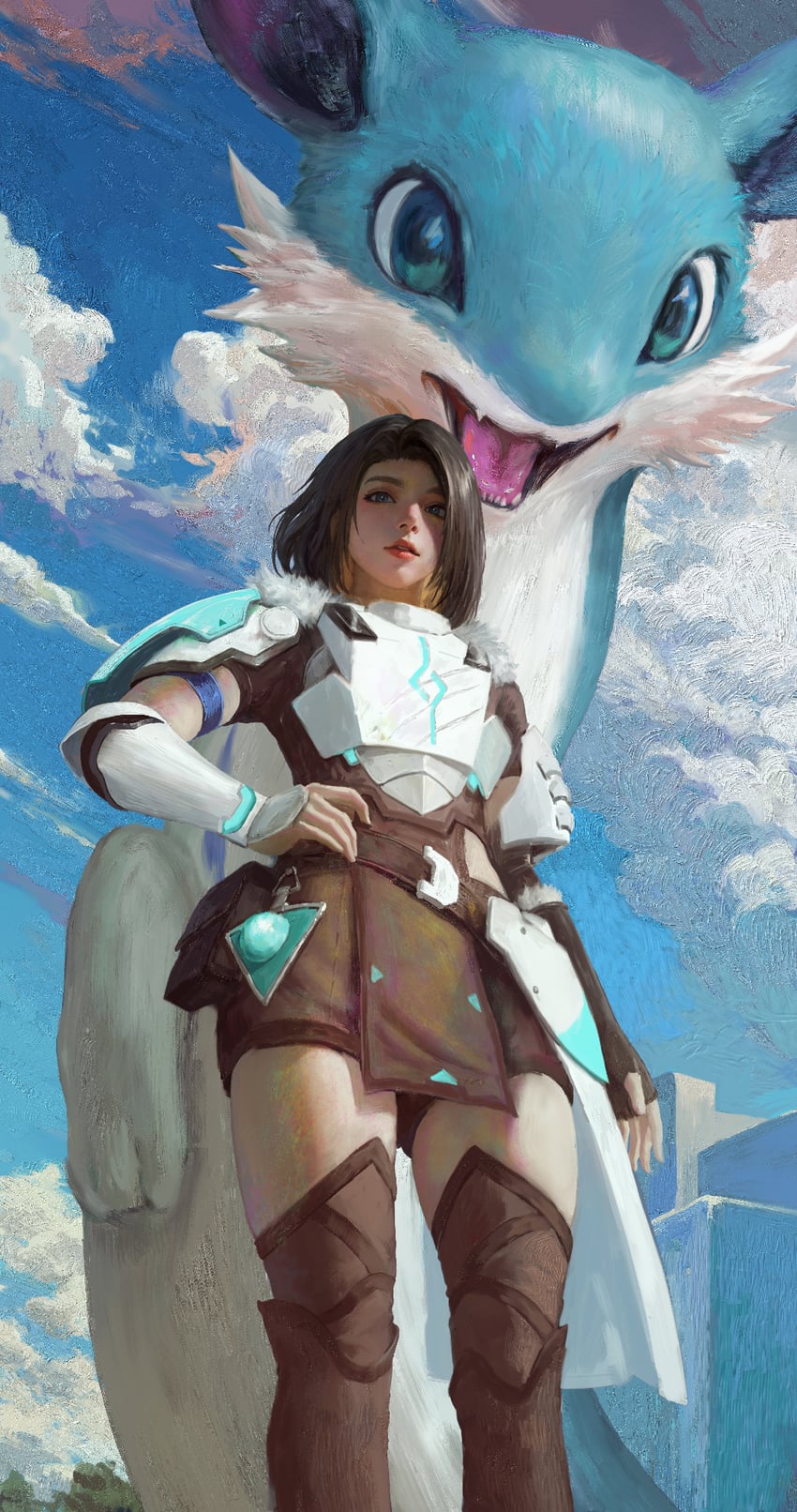 chillet and player character (palworld) drawn by xianggang_jizhe