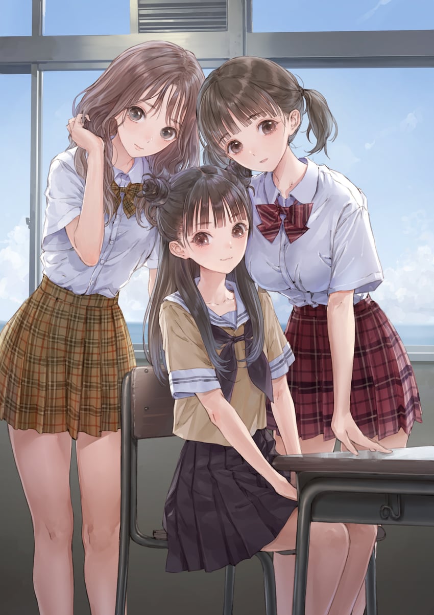kinjou yuki, utsubo kokoro, and miyauchi rena (blue reflection and 1 more) drawn by kishida_mel