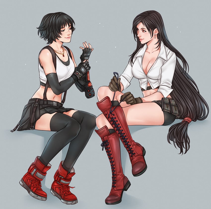 tifa lockhart and lady (final fantasy and 3 more) drawn by crylin6