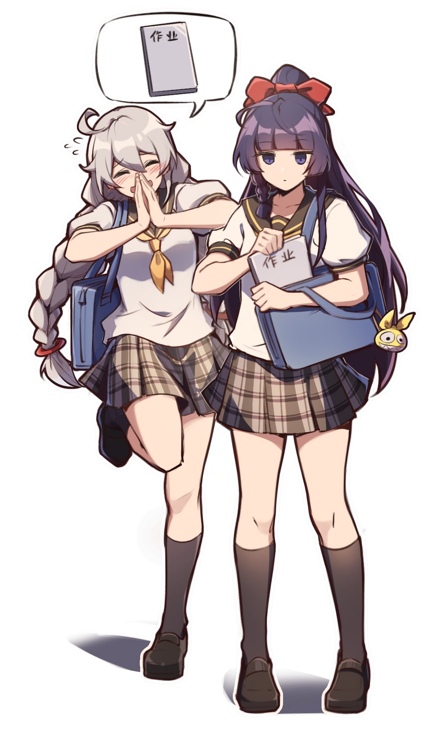 kiana kaslana, raiden mei, and homu (honkai and 1 more) drawn by xinzhizhu