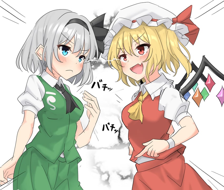 flandre scarlet and konpaku youmu (touhou) drawn by youyume-kun