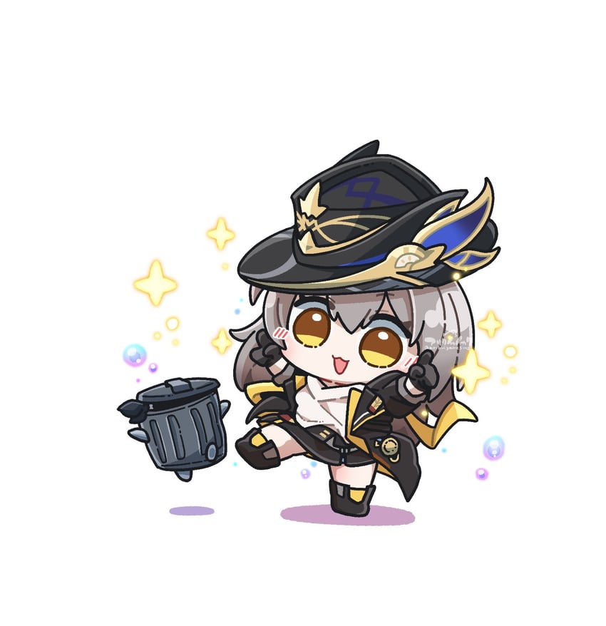 trailblazer, stelle, and lordly trashcan (honkai and 1 more) drawn by arikuigames1105