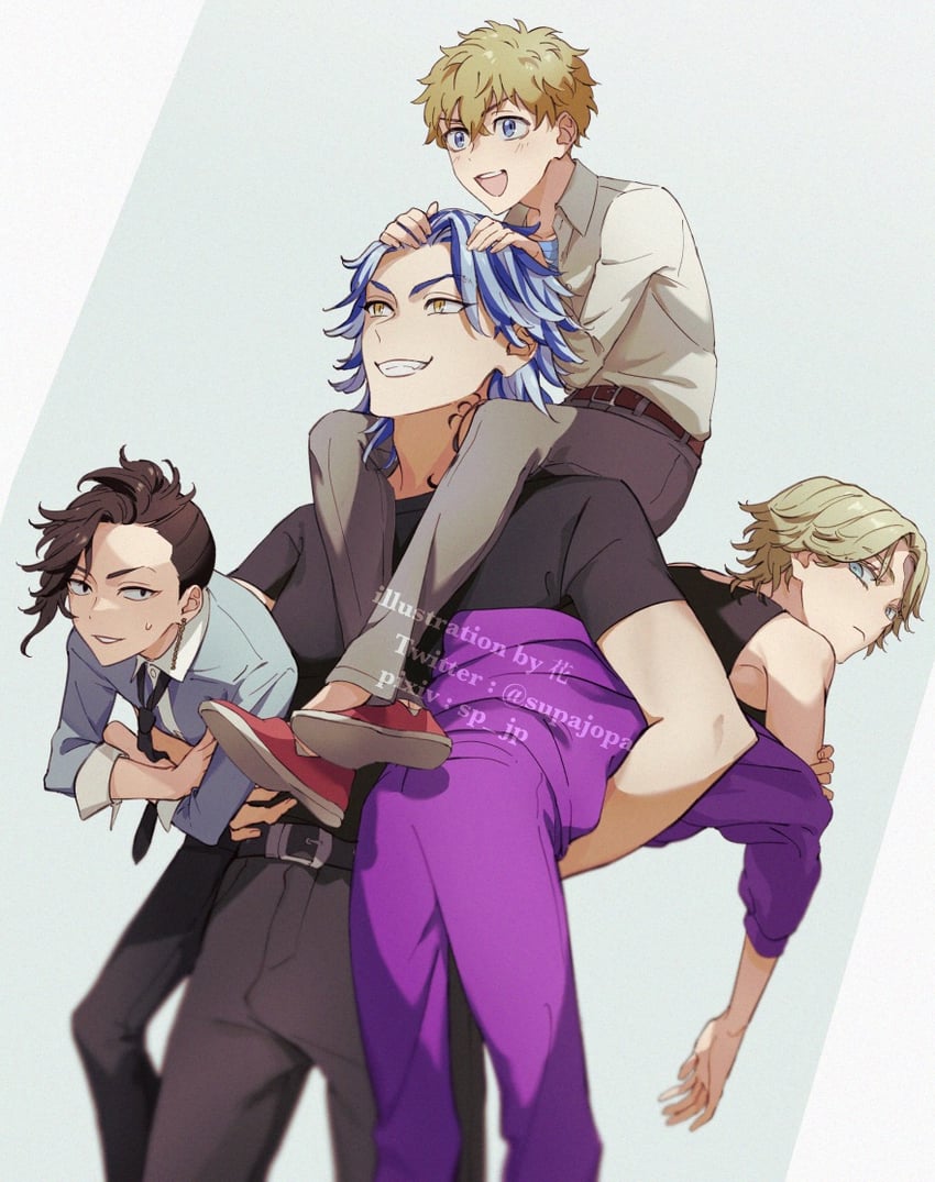 hanagaki takemichi, kokonoi hajime, inui seishu, and shiba taiju (tokyo revengers) drawn by hua_(supa_jopa)