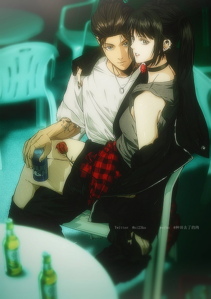 mikasa ackerman and eren yeager (shingeki no kyojin) drawn by niku_(ni23ku)