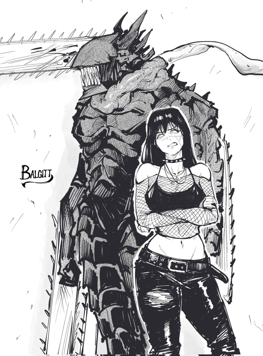 yoru and chainsaw devil (chainsaw man) drawn by victorbalgitt