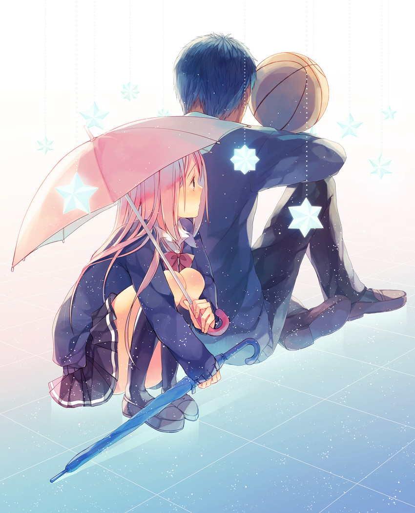 aomine daiki and momoi satsuki (kuroko no basuke) drawn by odashi_(namiri)