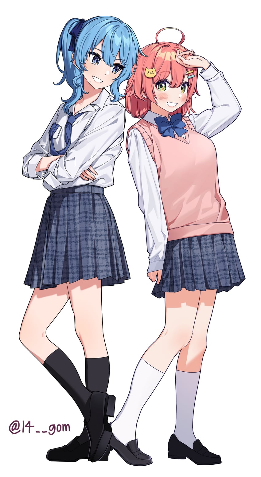hoshimachi suisei and sakura miko (hololive and 1 more) drawn by 14_(vision5032)