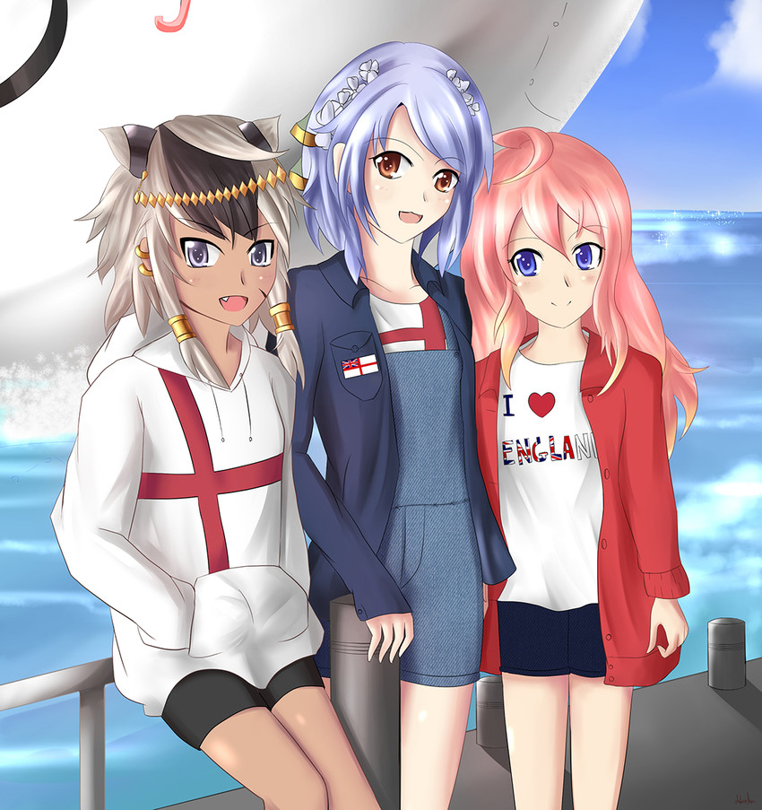 jackal, juno, and juneau (warship girls r) drawn by ohmie