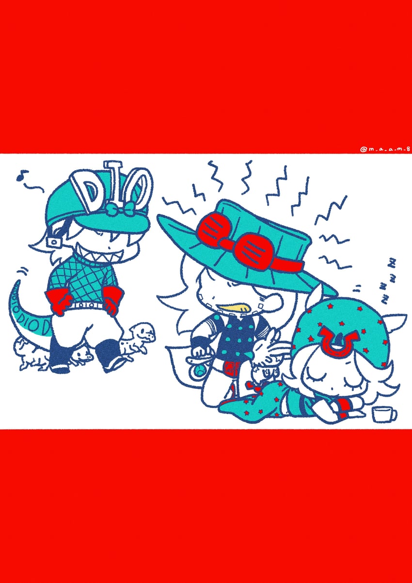 johnny joestar, gyro zeppeli, diego brando, scary monsters, tusk, and 1 more (jojo no kimyou na bouken and 1 more) drawn by m_a_a_m_8