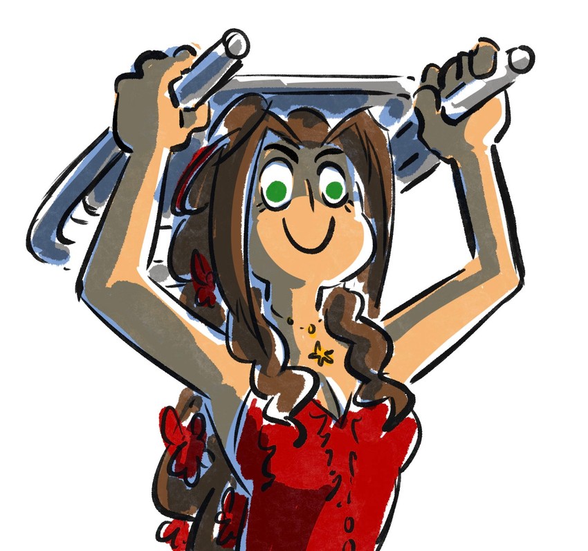 aerith gainsborough (final fantasy and 2 more) drawn by brobexx