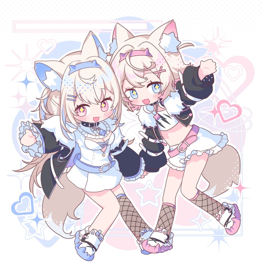 fuwawa abyssgard and mococo abyssgard (hololive and 1 more) drawn by kio_is_here