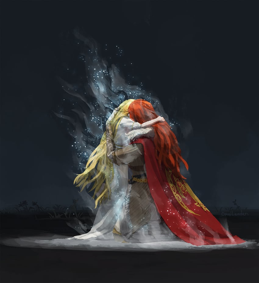 malenia blade of miquella and miquella (elden ring) drawn by omnileaden