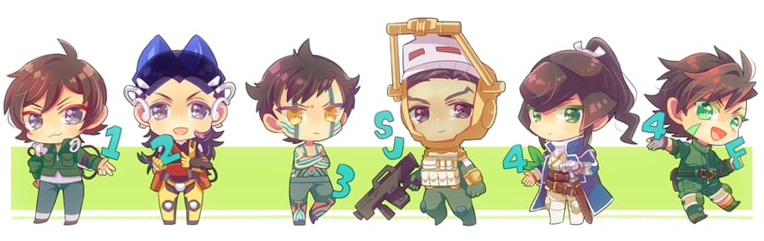 demi-fiend, flynn, aleph, nanashi, kazuya, and 1 more (shin megami tensei and 6 more) drawn by shooting428star