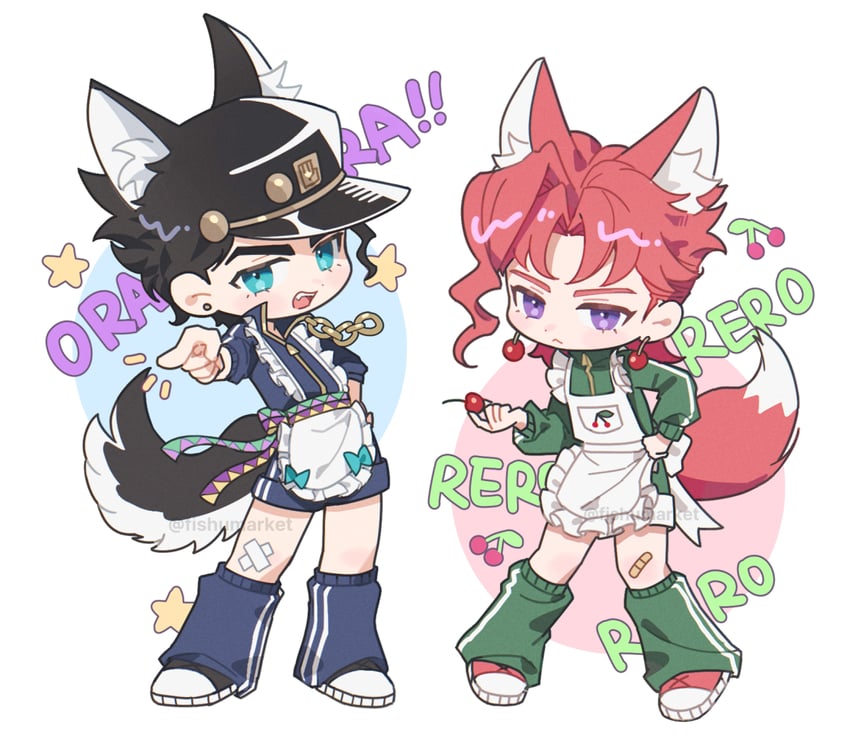 kujo jotaro and kakyoin noriaki (jojo no kimyou na bouken and 1 more) drawn by fishumarket
