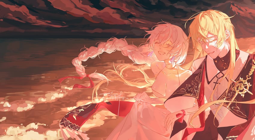 kallen kaslana and otto apocalypse (honkai and 1 more) drawn by bin_ggan