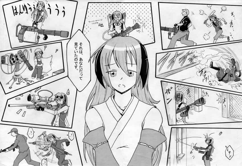 hanyuu, pyro, scout, engineer, medic, and 6 more (higurashi no naku koro ni and 1 more) drawn by neosagi