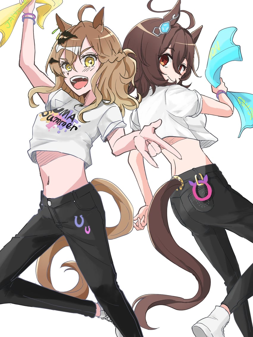 agnes tachyon and jungle pocket (umamusume and 1 more) drawn by shiruko_(oshiruko)