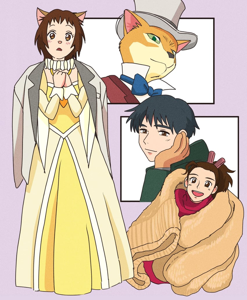 arrietty, the baron, yoshioka haru, and shou (studio ghibli and 2 more) drawn by rikaco1988