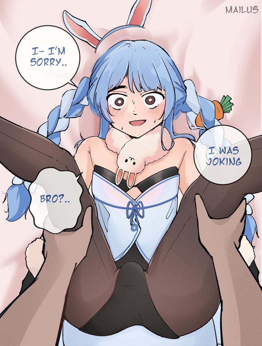usada pekora and don-chan (hololive) drawn by mailus