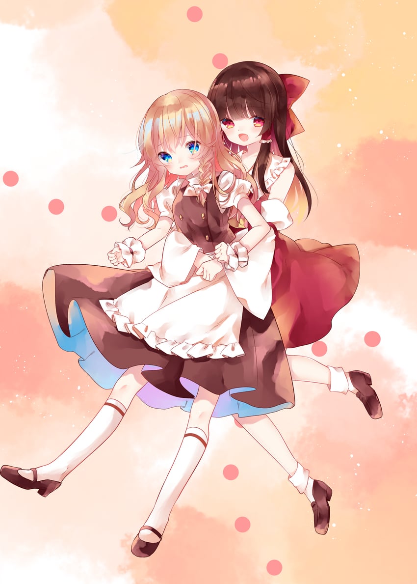 hakurei reimu and kirisame marisa (touhou) drawn by cacao_(cacaomgmg)