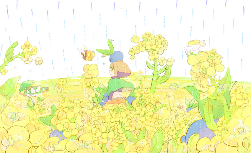 chikorita, oddish, gardenia, budew, petilil, and 3 more (pokemon and 1 more) drawn by katiko
