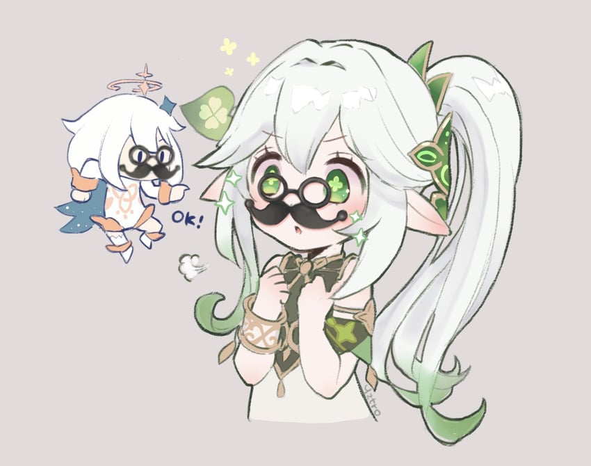 nahida and paimon (genshin impact and 1 more) drawn by toro_astro