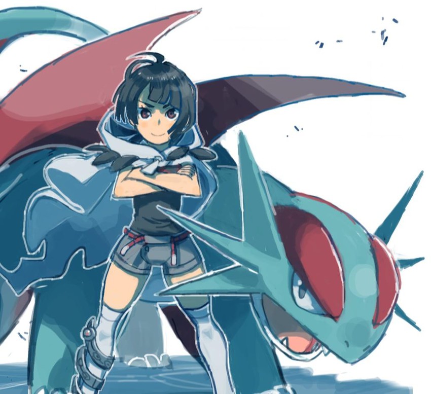 zinnia and salamence (pokemon and 1 more) drawn by aisutabetao