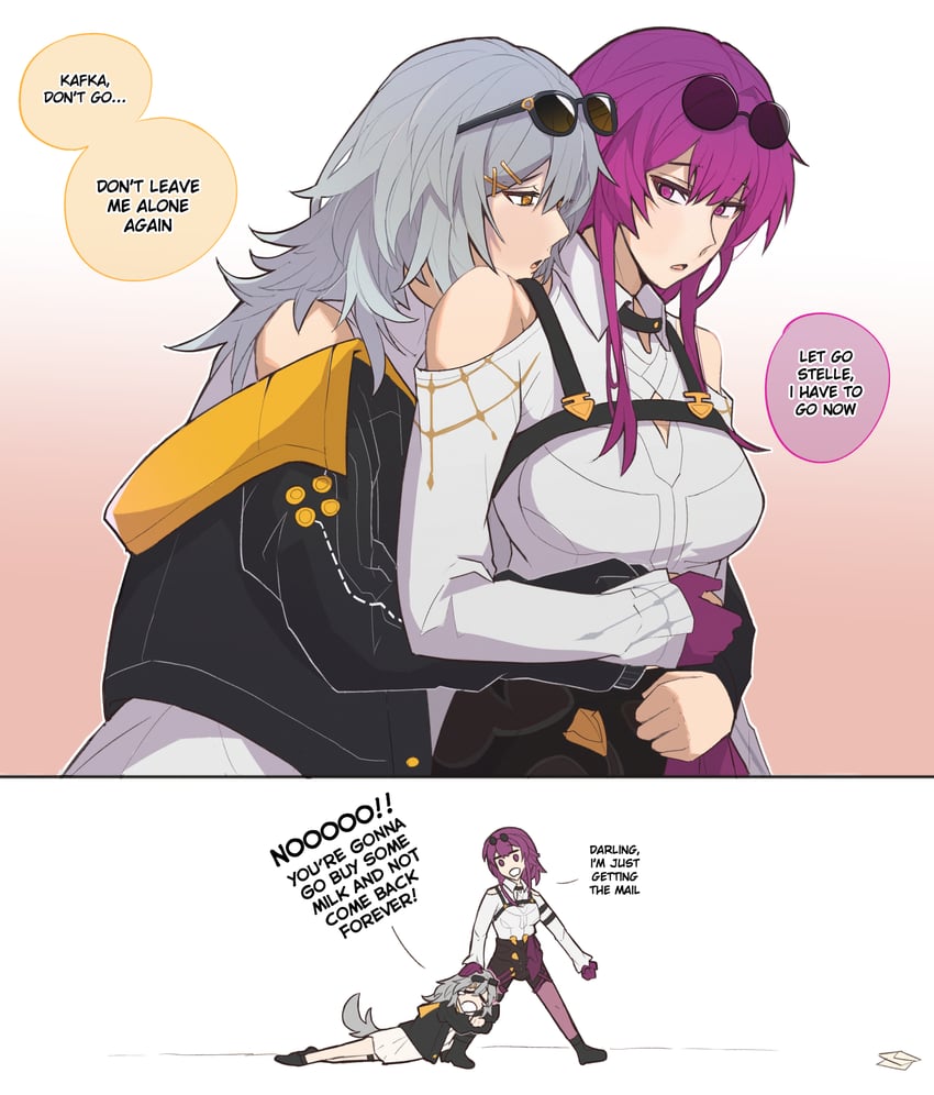 trailblazer, stelle, and kafka (honkai and 1 more) drawn by taku_(takuqx)