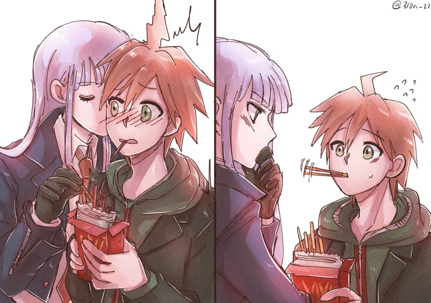 kirigiri kyoko and naegi makoto (danganronpa and 1 more) drawn by midori_(310ri_21)