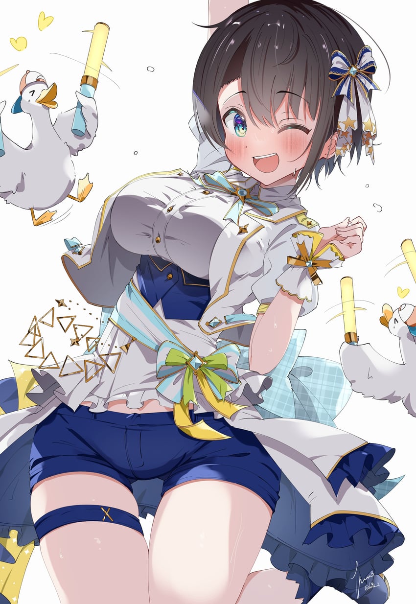 oozora subaru and subaru duck (hololive) drawn by kuno_(kc9s)