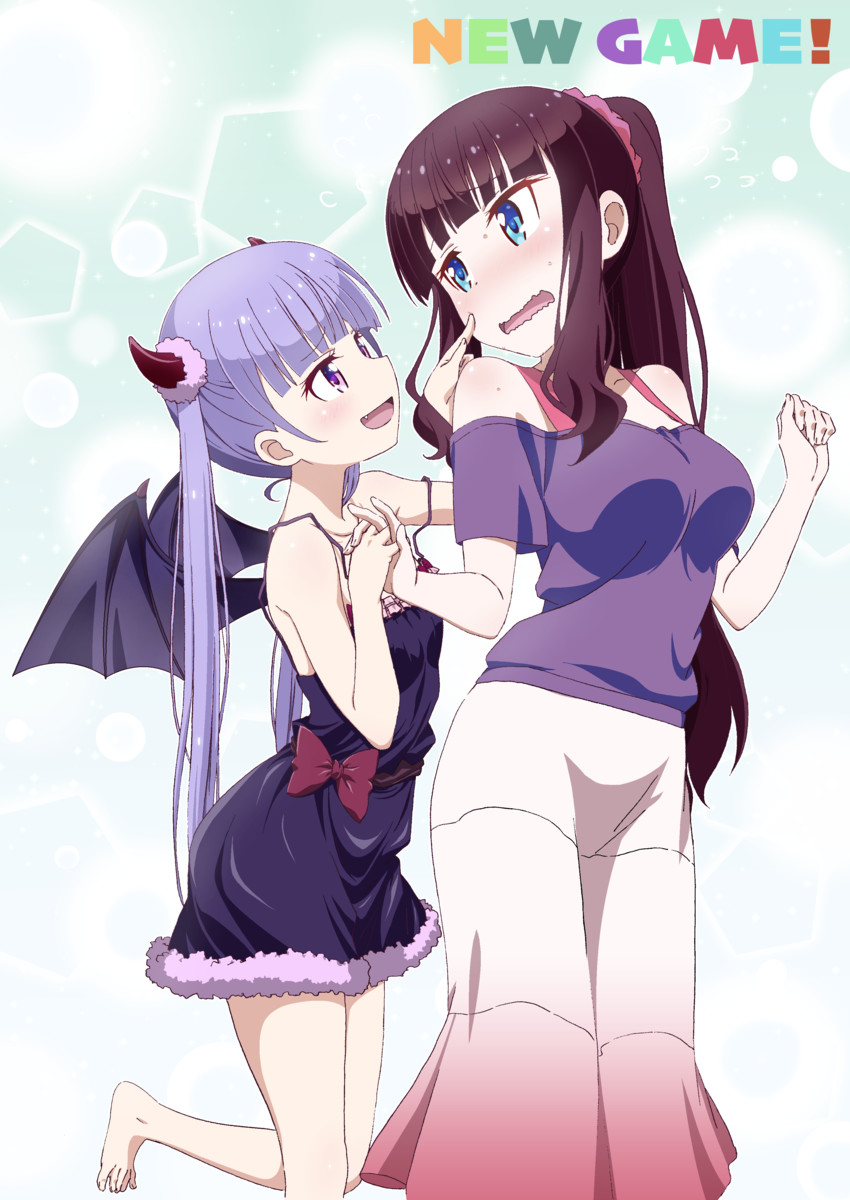 suzukaze aoba and takimoto hifumi (new game!) drawn by makicha_(sasurainopink)