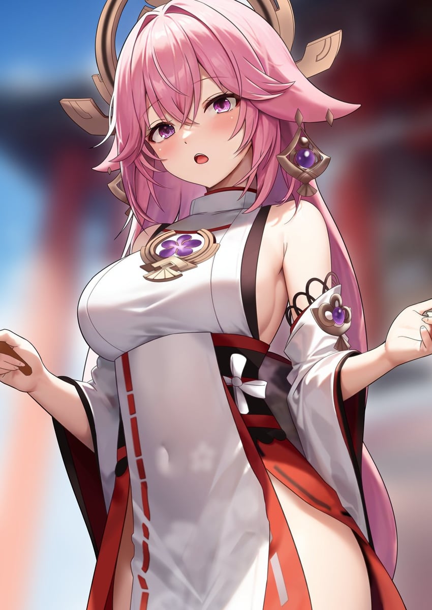 yae miko (genshin impact) drawn by ton_ton_tontoro