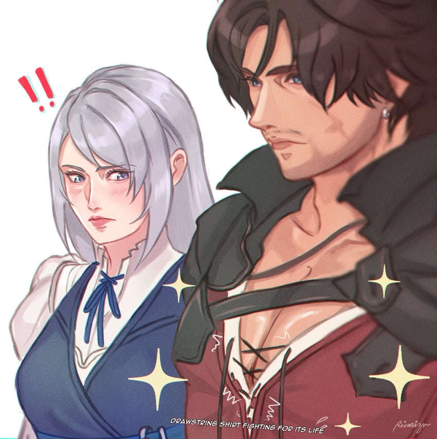 clive rosfield and jill warrick (final fantasy and 1 more) drawn by rivarizu