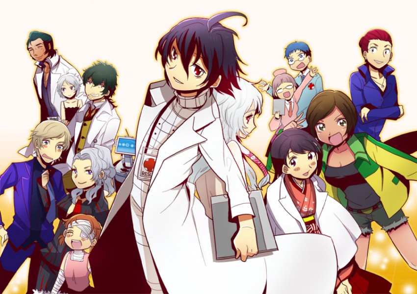mira kimishima, maria torres, cr-s01, gabriel cunningham, tomoe tachibana, and 8 more (hospital rokunin no ishi) drawn by kida_yuu