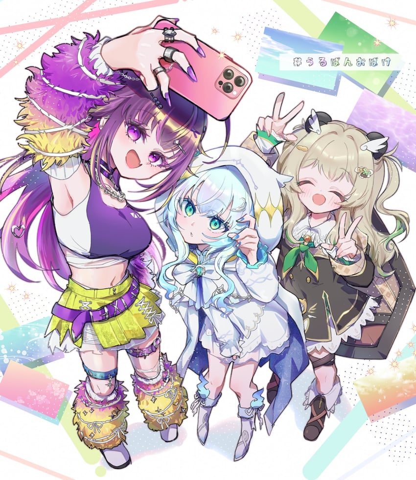 amatsuna sasaha, uruwashi ririri, and kasukane shino (nanashi inc.) drawn by kuzuhana