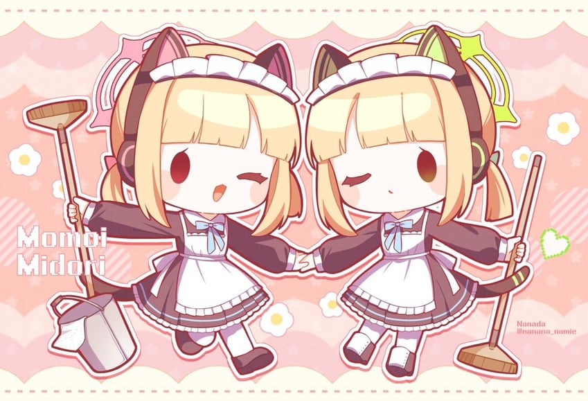 momoi and midori (blue archive) drawn by nada_namie