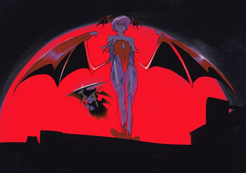 lilith and jedah dohma (darkstalkers) drawn by nun_0_nun