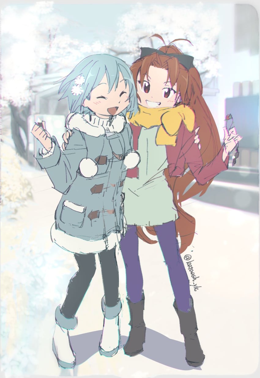 miki sayaka and sakura kyoko (mahou shoujo madoka magica) drawn by pianzu_mao