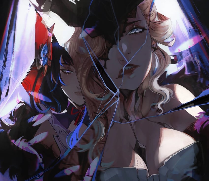 raiden shogun and signora (genshin impact) drawn by shatukawa