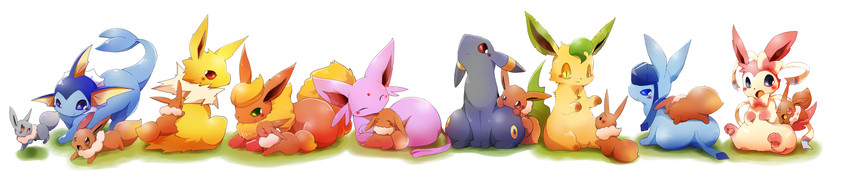 eevee, sylveon, umbreon, glaceon, vaporeon, and 4 more (pokemon) drawn by azuma_minatsu