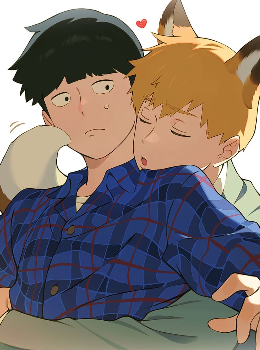 kageyama shigeo and reigen arataka (mob psycho 100) drawn by yukoxx131