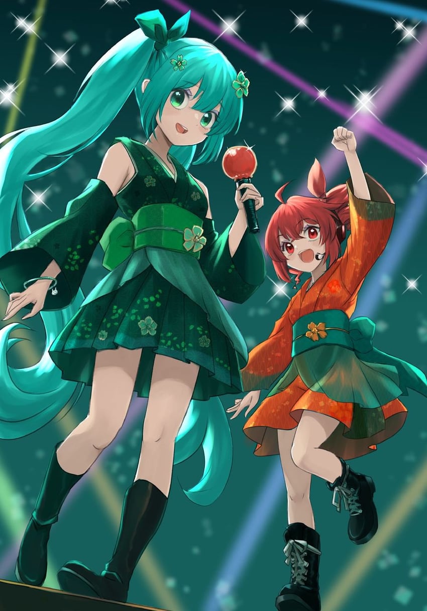 hatsune miku and kasane teto (vocaloid and 1 more) drawn by hanringo5