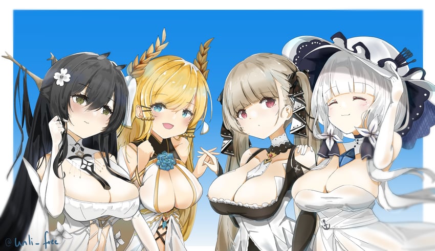 formidable, illustrious, indomitable, and victorious (azur lane) drawn by unli_free
